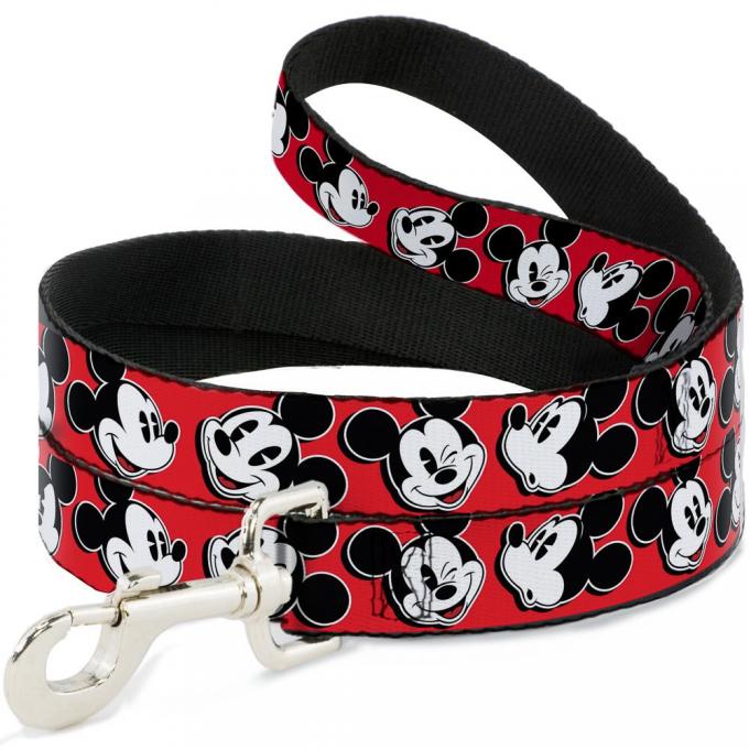 Dog Leash Mickey Mouse Expressions Red/Black/White