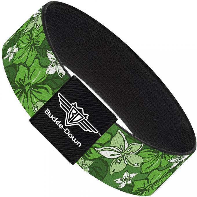 Buckle-Down Elastic Bracelet - Hibiscus Collage Green Shades