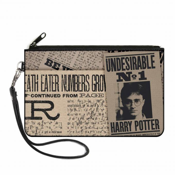 Canvas Zipper Wallet - SMALL - Harry Potter Newspaper Headlines UNDESIRABLE NO 1