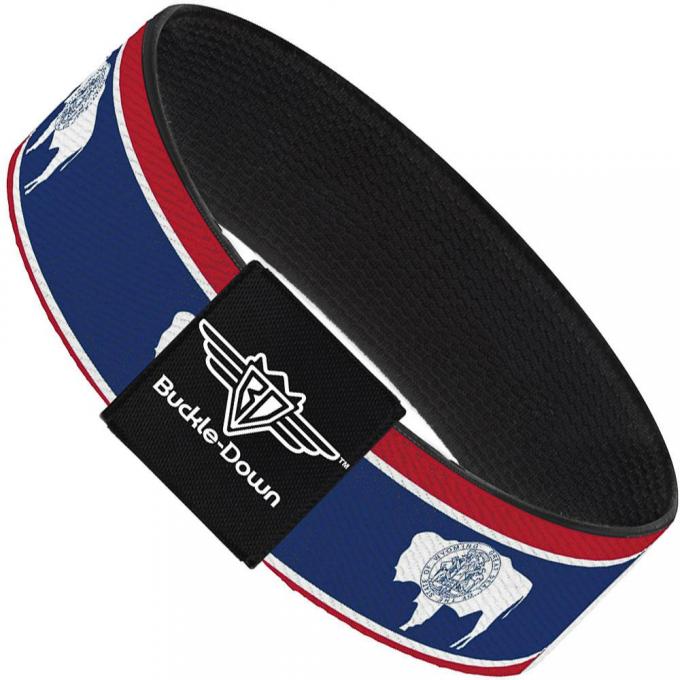 Buckle-Down Elastic Bracelet - Wyoming Flags Blison Silhouette