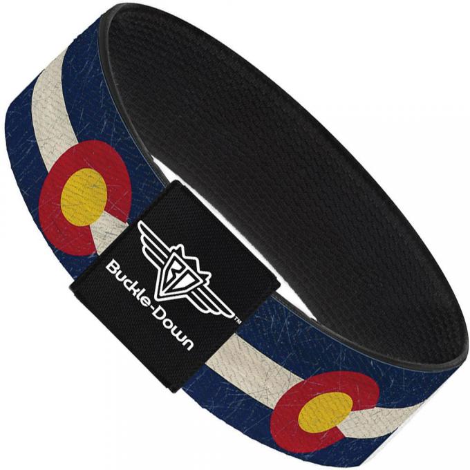 Buckle-Down Elastic Bracelet - Colorado Flags2 Repeat Vintage