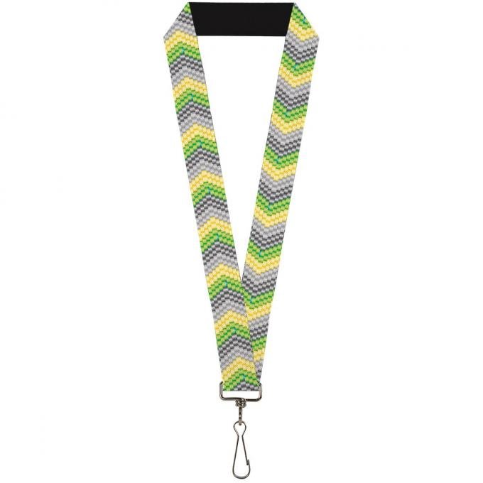 Buckle-Down Lanyard - Chevron Weave Grays/Yellow/Green