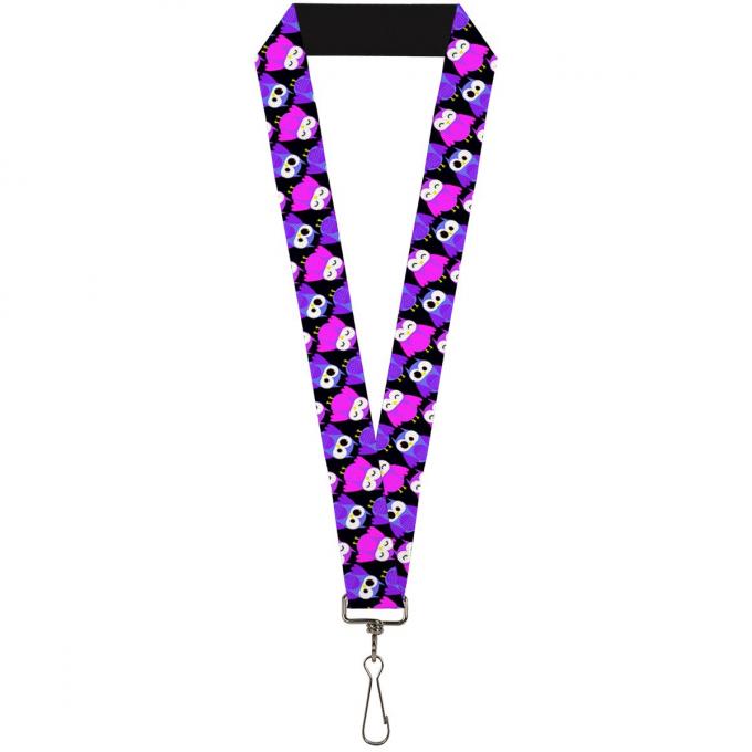 Buckle-Down Lanyard - Owl Eyes Black/Purples/Pinks