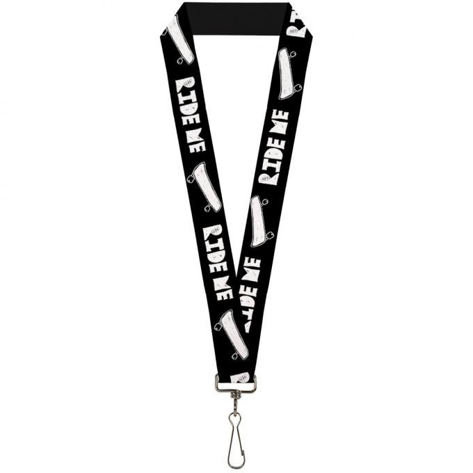 Buckle-Down Lanyard - RIDE ME Skateboard Black/White