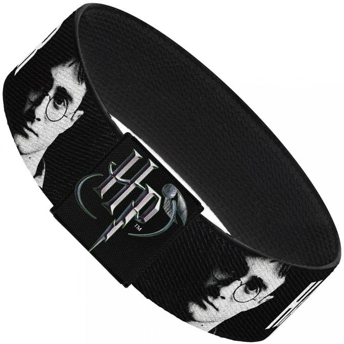 Elastic Bracelet - 1.0" - HARRY POTTER Face Black/Grays/White