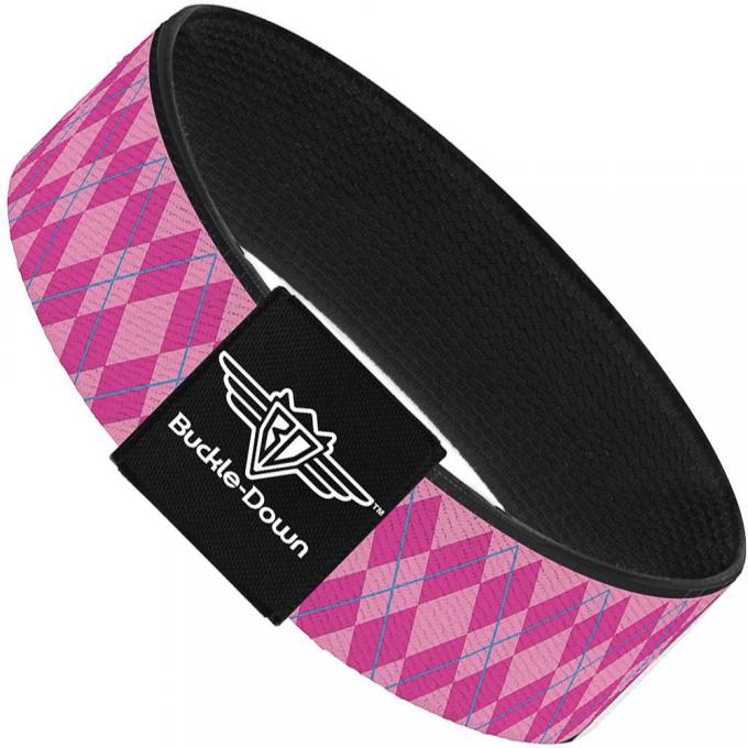 Buckle-Down Elastic Bracelet - Argyle Pink/Fuchsia/Blue