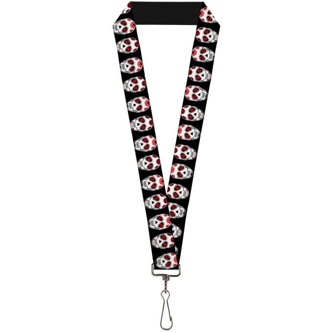 Buckle-Down Lanyard - Sugar Skulls Black/White/Red