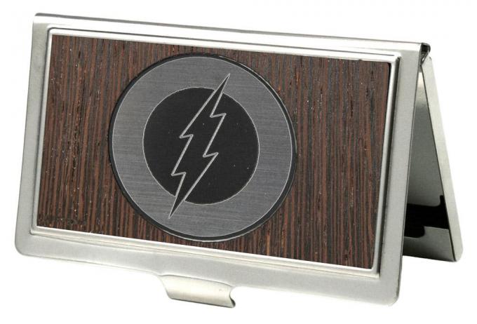 Business Card Holder - SMALL - Flash Logo Marquetry Black Walnut/Metal