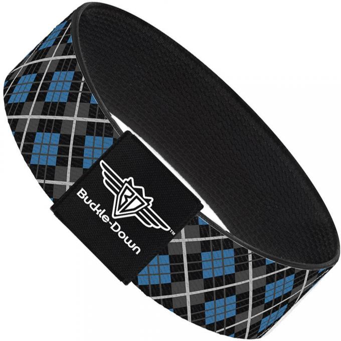 Buckle-Down Elastic Bracelet - Argyle Black/Gray/Turquoise