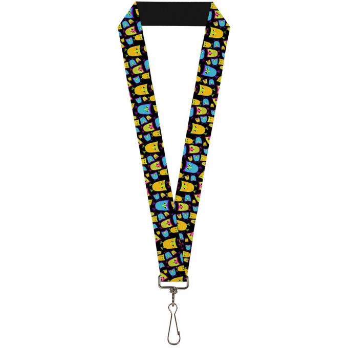 Buckle-Down Lanyard - Owls w/Outline Black/Multi Neon