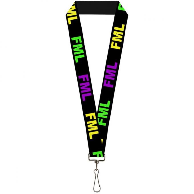 Buckle-Down Lanyard - FML Black/Yellow/Green/Purple