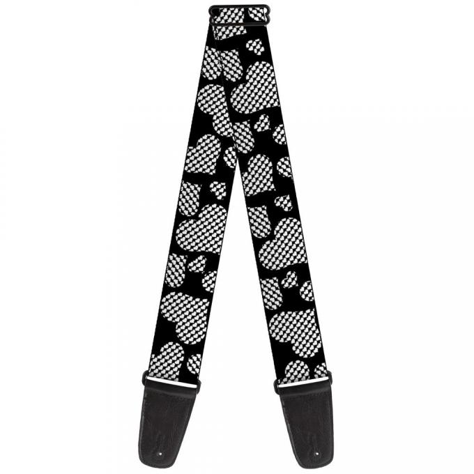 Guitar Strap - Eighties Hearts Black/White