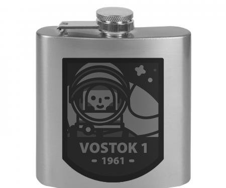Stainless Steel Flask - 6 OZ - VOSTOK 1-1961 Cosmonaut Tonal Grays