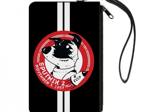 Canvas Zipper Wallet - LARGE - SPUTNIK 2 Laika Dog Black/Red/White