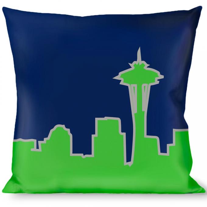 Buckle-Down Throw Pillow - Seattle Skyline Navy/Gray/Green