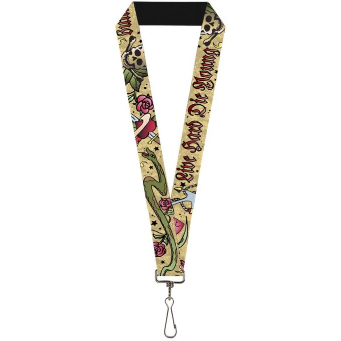Buckle-Down Lanyard - Live Hard Die Young Tan