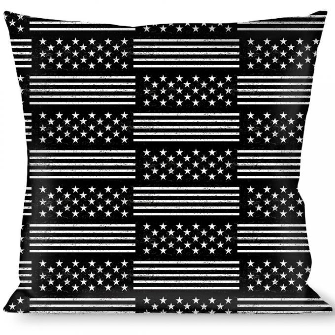 Buckle-Down Throw Pillow - Americana Stars & Stripes2 Black/White