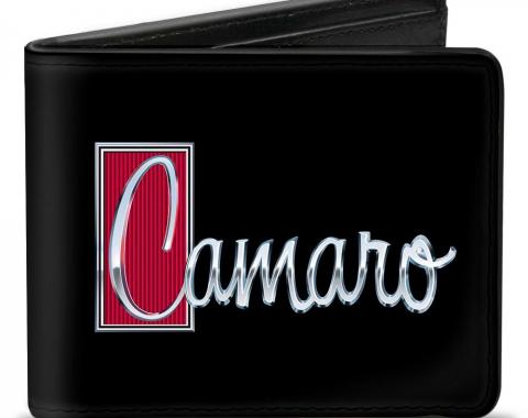 Bi-Fold Wallet - 1972 CAMARO Script Emblem Black/Silver/Reds