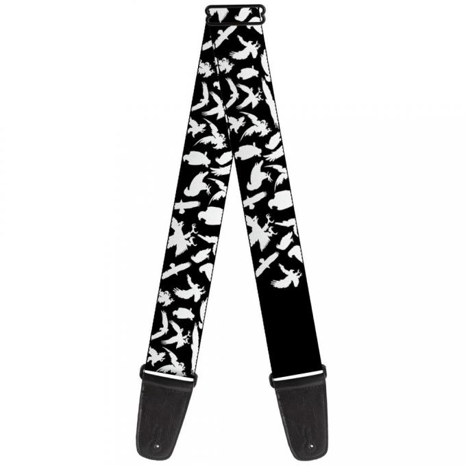 Guitar Strap - Eagle Silhouettes Scattered Black/White