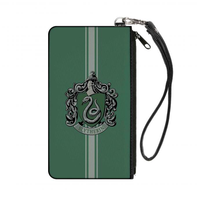 Canvas Zipper Wallet - LARGE - SLYTHERIN Crest/Vertical Stripe Green/Gray