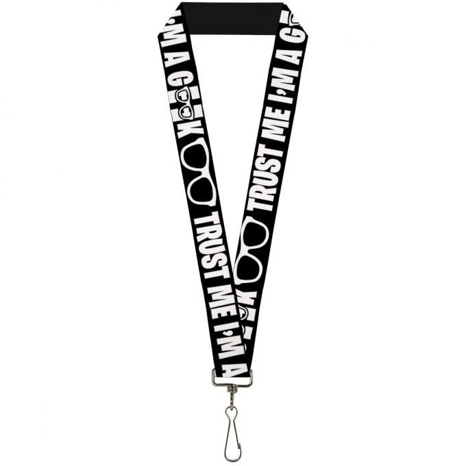 Buckle-Down Lanyard - I'M A GEEK/Glasses Black/White