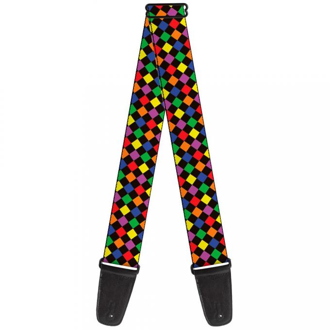 Guitar Strap - Diamonds Black/Multi Neon