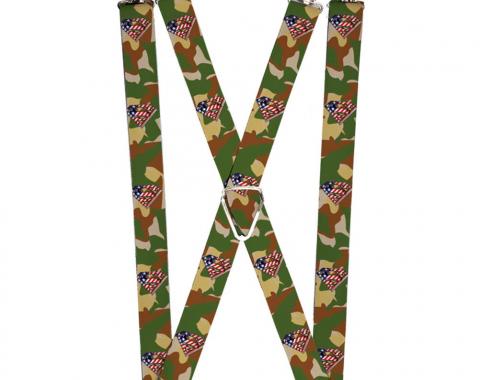 Suspenders - 1.0" - Americana Superman Shield/Camo Olive