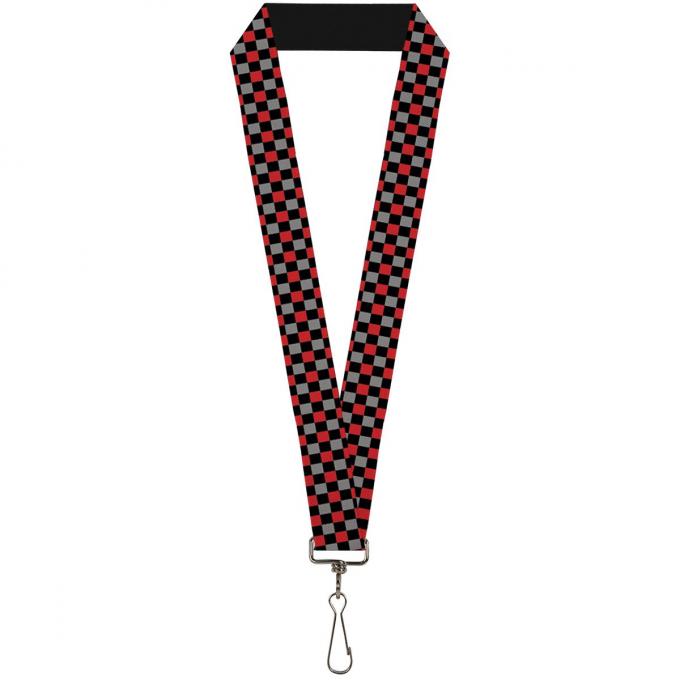 Buckle-Down Lanyard - Mini Checker Black/Gray/3 Red