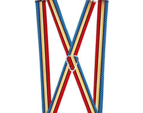 Suspenders - 1.0" - Wonder Woman Stripe/Stars Red/Gold/Blue/White