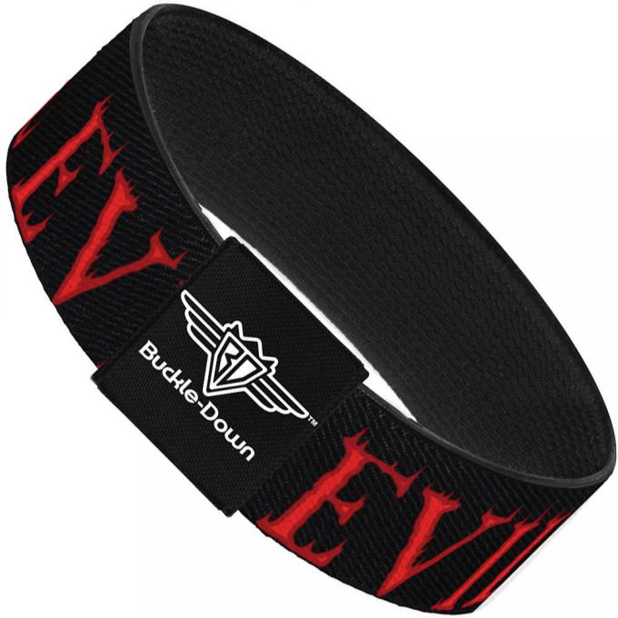 Buckle-Down Elastic Bracelet - Flaming EVIL Black/Red