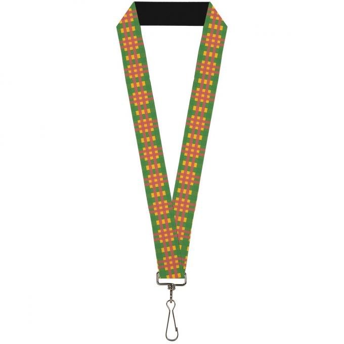 Buckle-Down Lanyard - Plaid Gold/Green/Pink