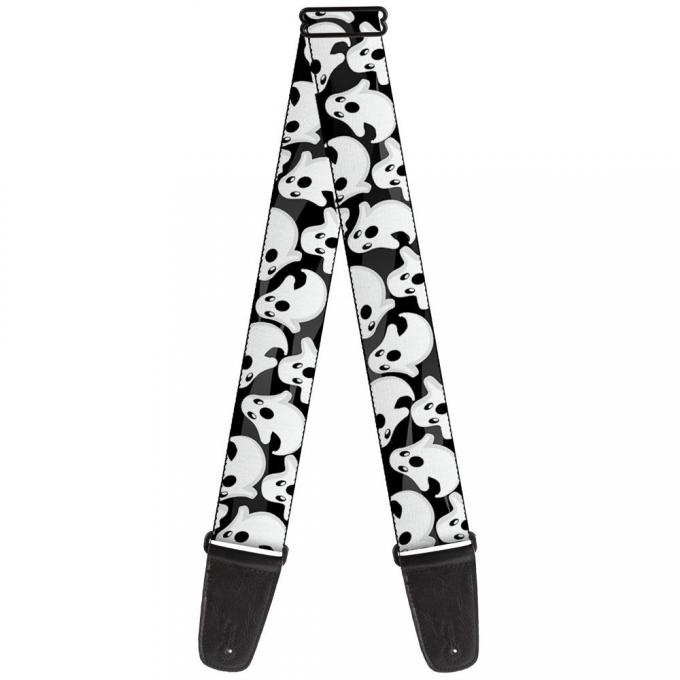 Guitar Strap - Ghosts Scattered Black/White