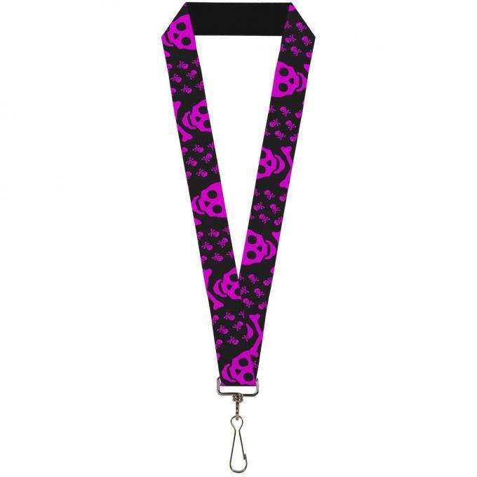 Buckle-Down Lanyard - Skull w/Babies Black/Fuchsia