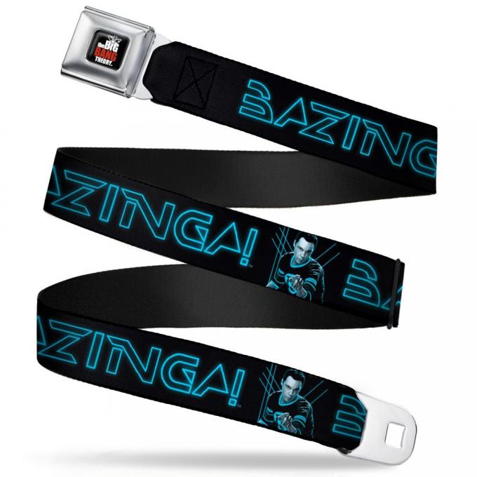 THE BIG BANG THEORY Full Color Black/White/Red Seatbelt Belt - Sheldon/BAZINGA! Black/Blue Glow Webbing