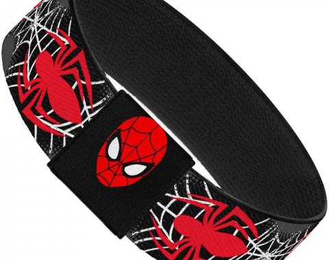 2017 MARVEL SPIDERMAN Elastic Bracelet - 1.0" - Spider Logo4/Spider Webs Halftone Gray/Black/White/Red