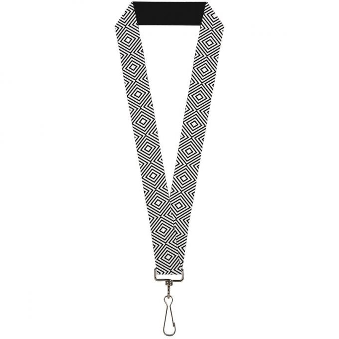 Buckle-Down Lanyard - Square Lines White/Black