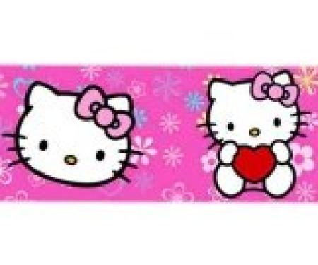 Magnetic Web Belt HKT-Hello Kitty Face Flowers & Hearts Full Color Pink - 1.0" - Hello Kitty w/Heart/Face Flowers & Hearts Pink Webbing