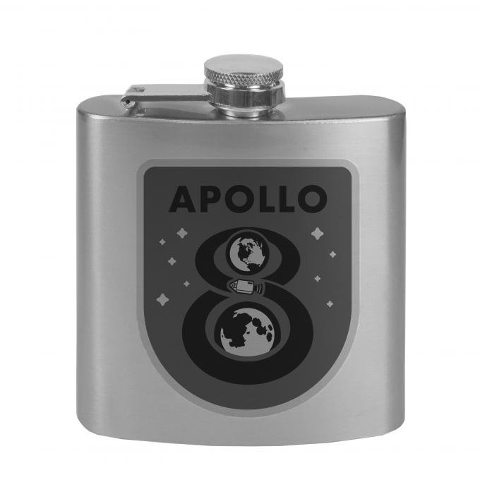 Stainless Steel Flask - 6 OZ - APOLLO 8 Orbit Tonal Grays
