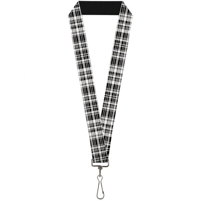 Buckle-Down Lanyard - Plaid Black/White