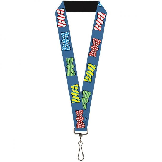 Buckle-Down Lanyard - Bowties Blue/Multi Color