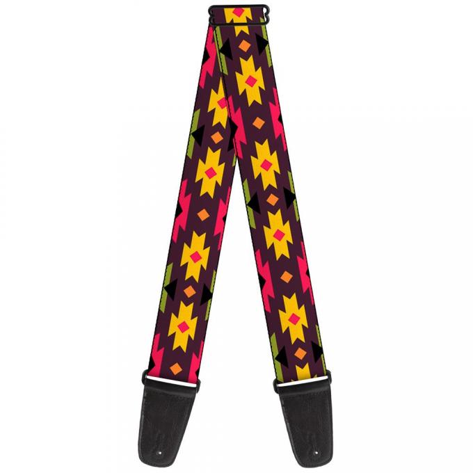 Guitar Strap - Navajo Orange/Purple/Yellow/Pink/Green/Black