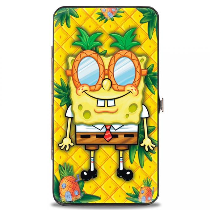Hinged Wallet - SpongeBob Pineapple Eyes + SpongeBob & Patrick Starfish Pose Pineapple Gold