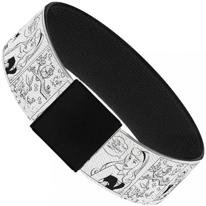 Elastic Bracelet - 1.0" - Sleeping Beauty Scene Blocks Outline White/Black