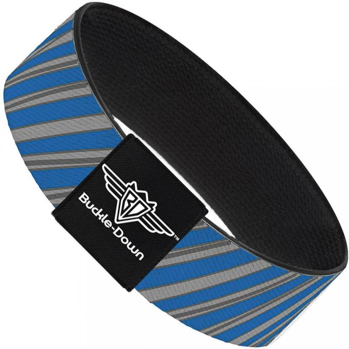 Buckle-Down Elastic Bracelet - Diagonal Stripes Scribble Gray/Blue