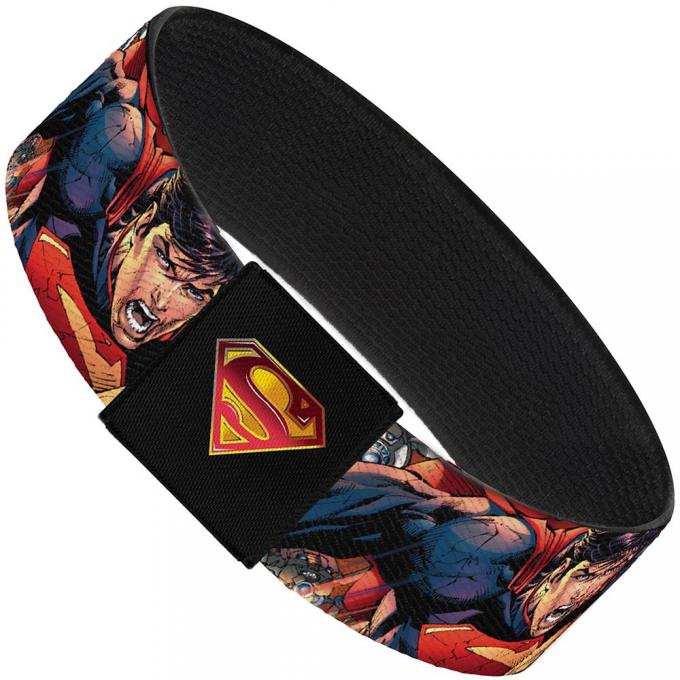 Elastic Bracelet - 1.0" - Superman Unchained Explosion Action Pose/Wraith/Shield Golds/Reds