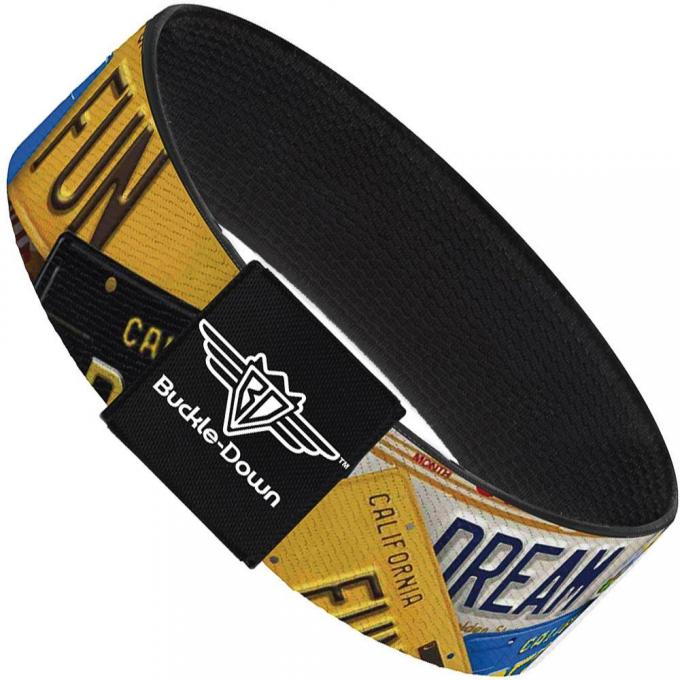 Buckle-Down Elastic Bracelet - Cali License Plates Stacked