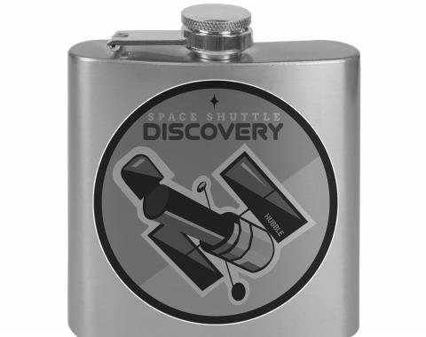 Stainless Steel Flask - 6 OZ - Stainless Steel Flask - 6 OZ - SPACE SHUTTLE DISCOVERY Hubble Telescope2 Tonal Grays