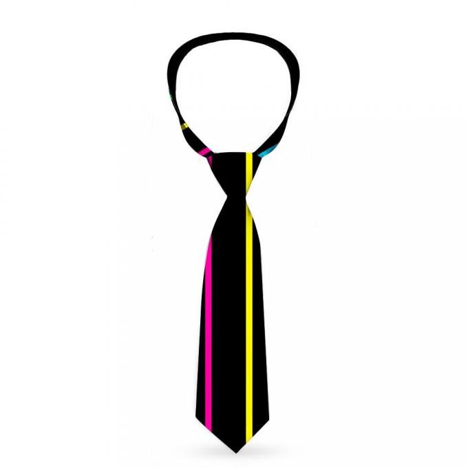 Buckle-Down Necktie - Pinstripes Black/Multi Color