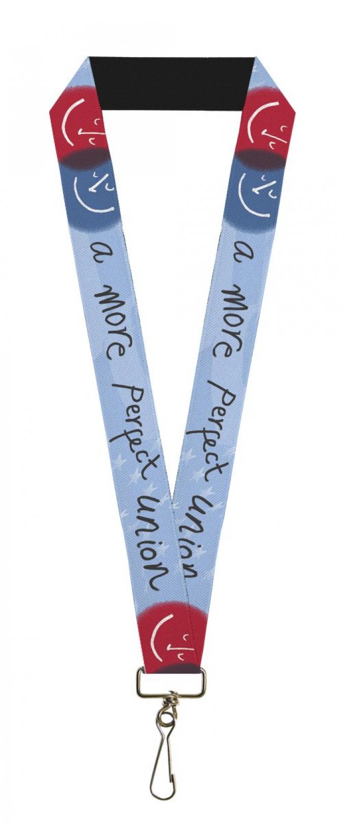 Lanyard - 1.0" - A MORE PERFECT UNION/Smiley Faces Blues/Gray/Red/White