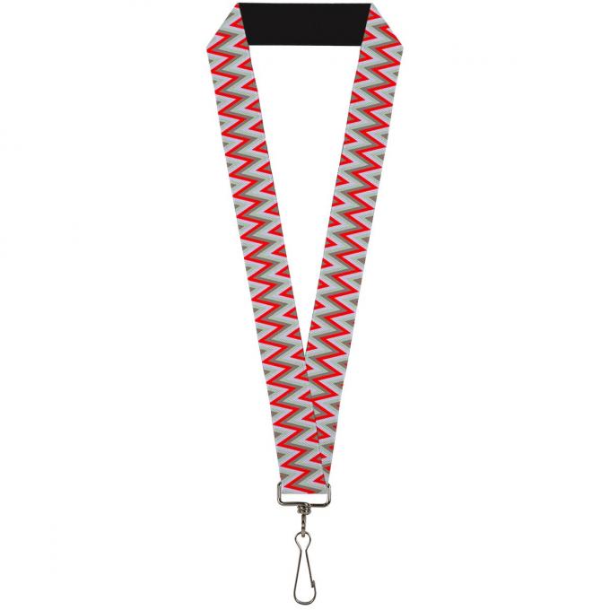 Buckle-Down Lanyard - Zig Zag White/Tan/Gray/Red